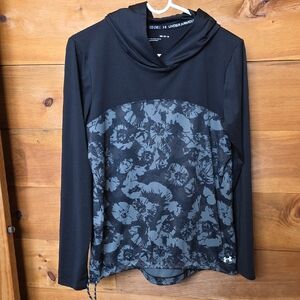 Under Armour Women Iso Chill Shorebreak Hoodies Black Grey Floral Drawstring Hem